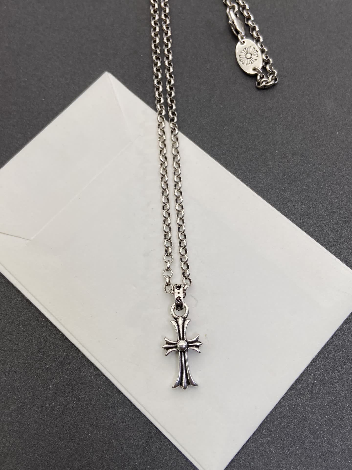 Chrome Hearts Silver Cross Pendant Necklace